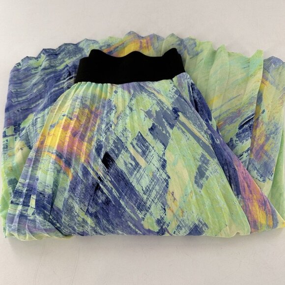 Apt 9 Abstract Print Pleated Midi Skirt With Elastic Waistband Size M Watercolor - Picture 11 of 11